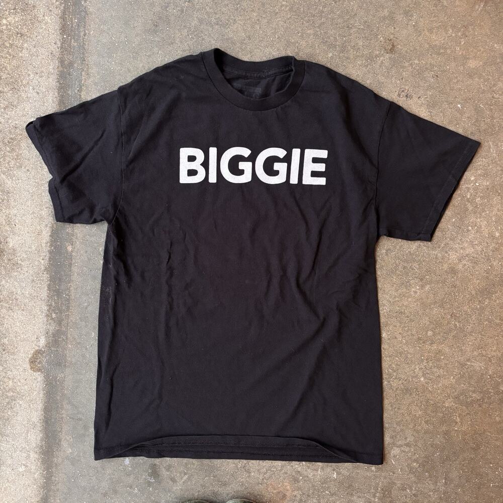 Notorious BIG Black T-shirt Women’s Size Medium Biggie Spellout 2 sided 90s